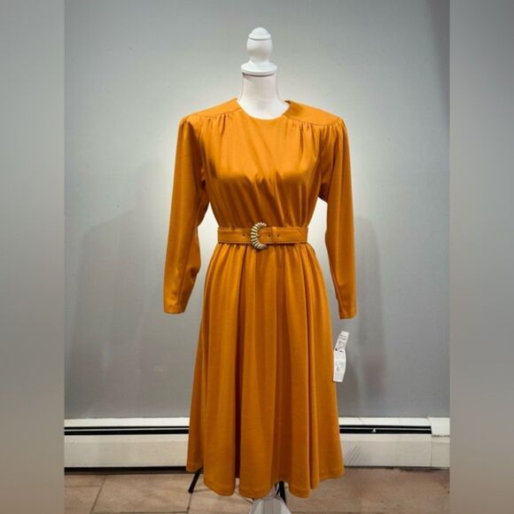 SALE! Orange Vintage L/S Belted Dress NWT - Picture 1 of 8